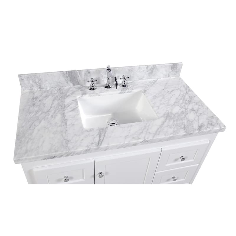 KitchenBathCollection Abbey 42" Bathroom Vanity with Carrara Marble Top