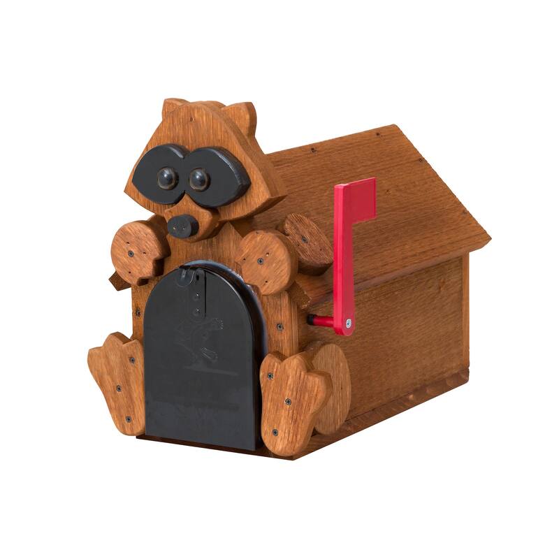 Rustic Raccoon Mailbox - Brown