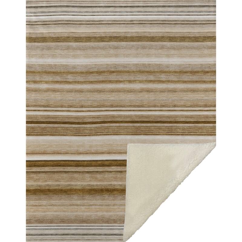 Premium Machine Washable Contemporary Stripes Sherpa Throw Blanket