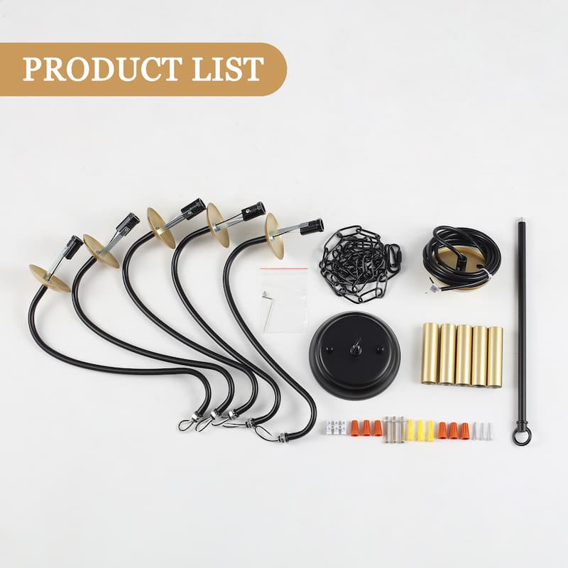 5-Light Rustic Farmhouse Candle Chandelier for Bedroom, Kitchen, Living Room and Foyer