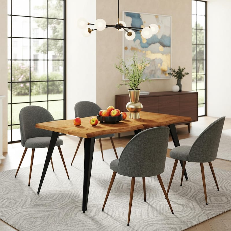 Homy Casa 5-Piece Dining Set with Modern Table and Upholstered Side Chairs