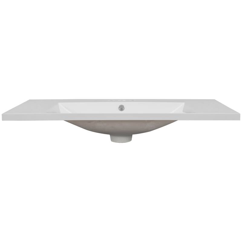 36-Inch White Ceramic Bathroom Vanity Top with Undermount Sink, Pre-Drilled for 4" Faucet - Modern Rectangular Design