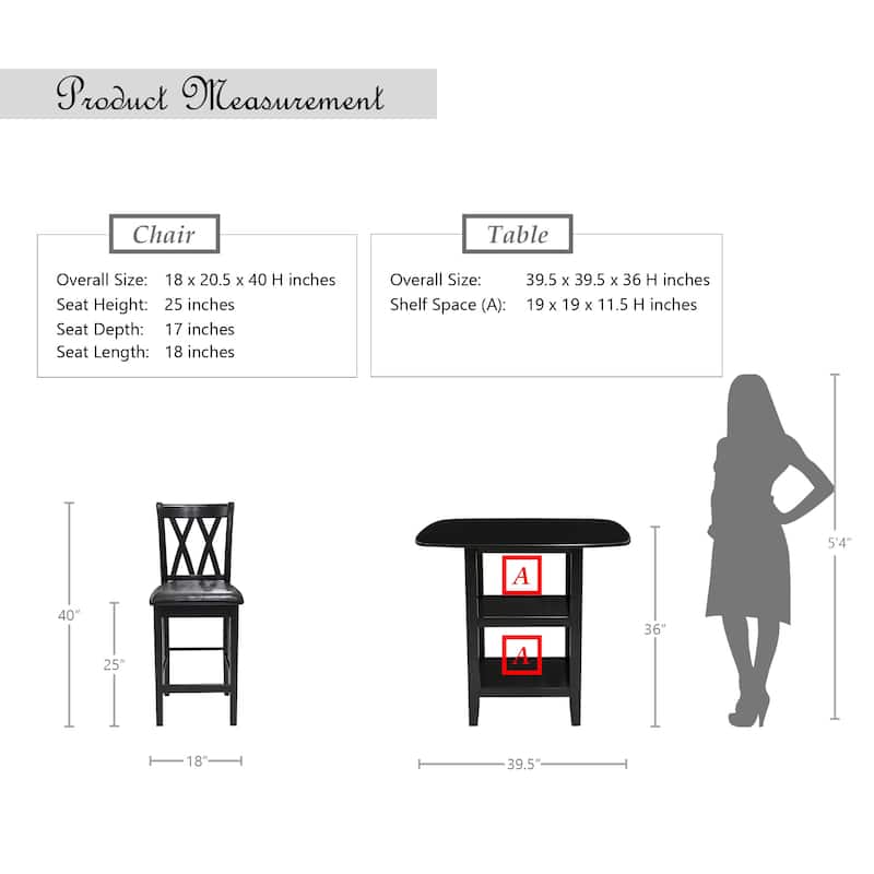 Paseo Wood 5-Piece Counter Height Dining Set