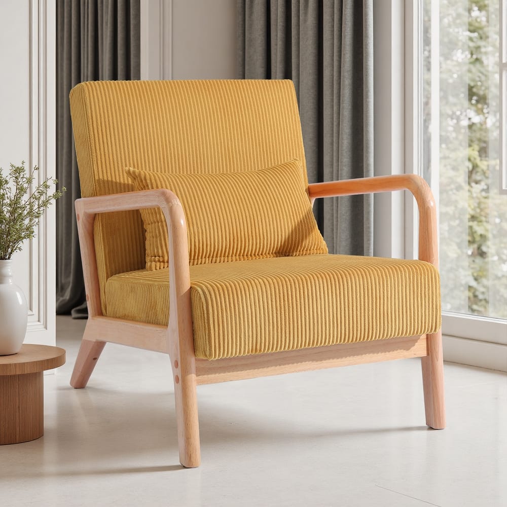 Uixe Modern Solid Wood Upholstered Corduroy Accent Chair - Single