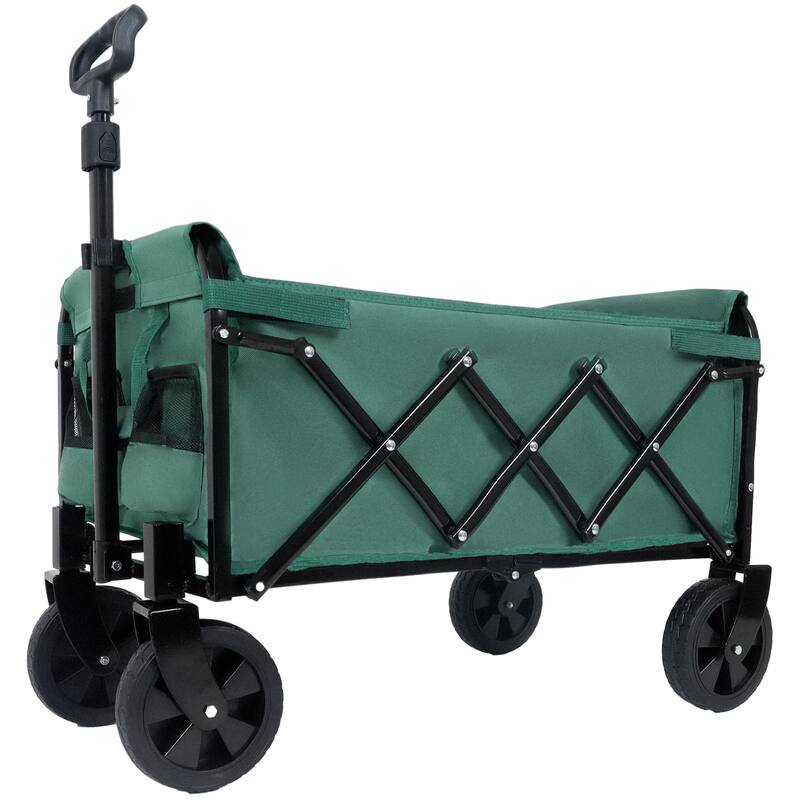 Expandable Dual-Layer Utility Wagon - 225lb Capacity with 100% Extra Space, Green