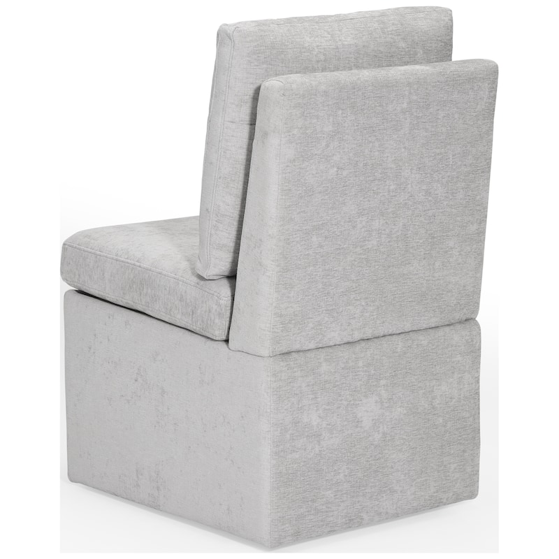 Stansberry Chenille Upholstered Dining Chair with Lift-Top Seat Storage and Caster Wheels (Set of 4)