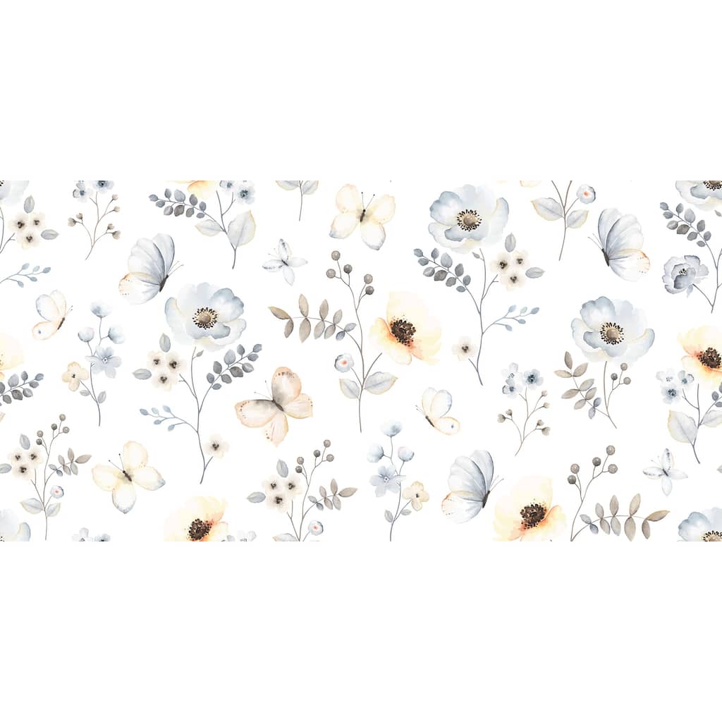 Spring Hibicus Flowers Removable Wallpaper - 24'' inch x 10'ft