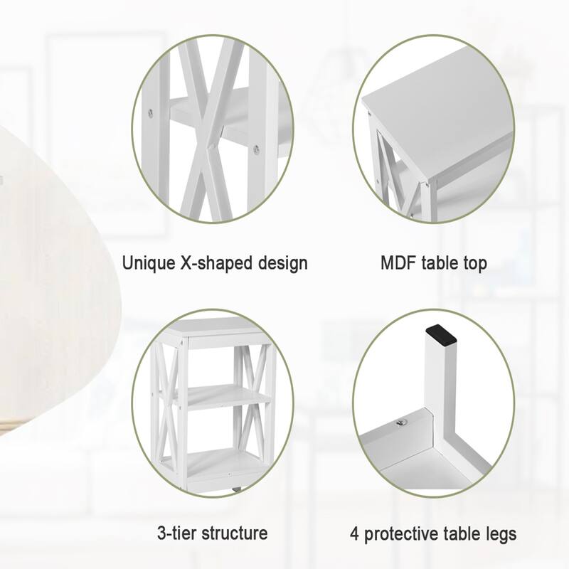 Modern Nightstand with 3-Tier Storage Shelves A Variety of Colors Are Available for Living Room, Bedroom Entrance End Table