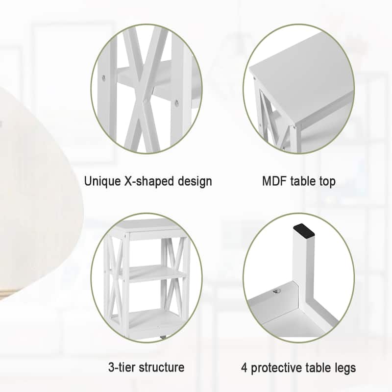 VECELO White 4 Piece Bedroom Set Upholstered Height-Adjustable Bed Nightstand Standing Jewelry Cabinet