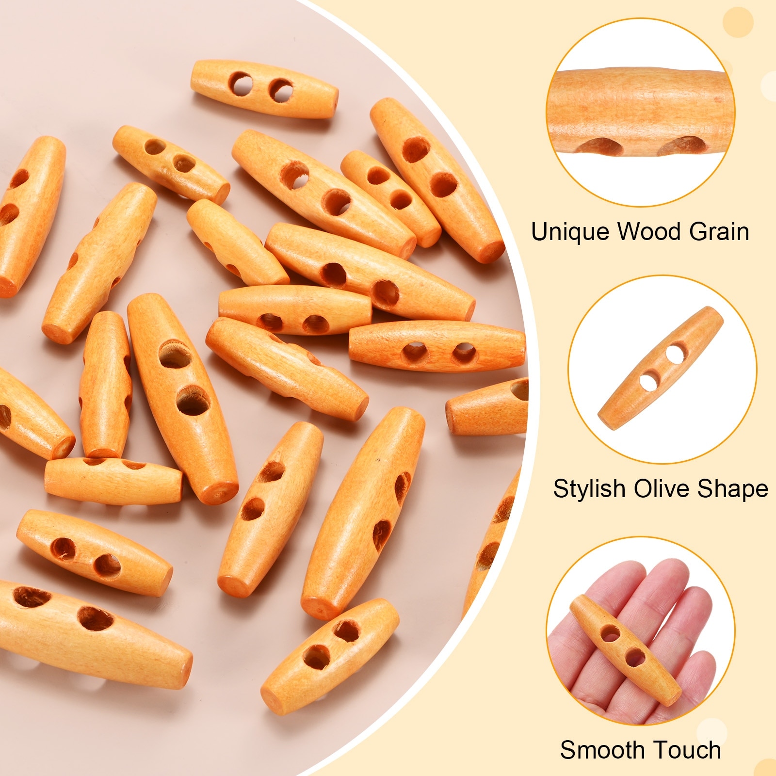 Wooden Toggle Buttons Wood Horn Oval Buttons for Sewing Clothes/Jacket/Coat/Sweater/DIY Craft/Blazer