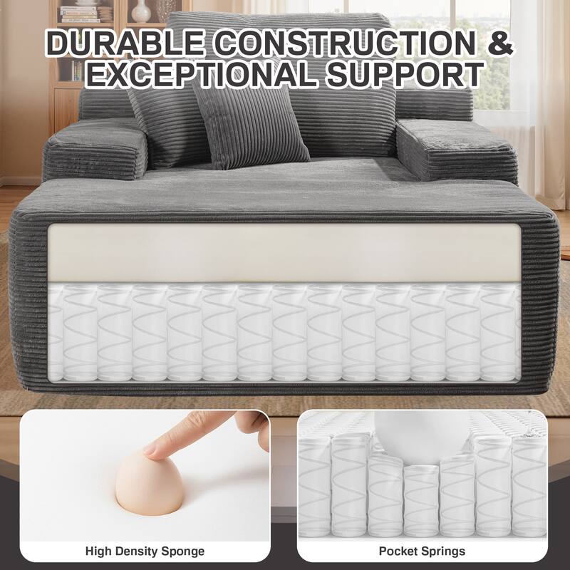 XIZZI Chaise Lounge Chair Corduroy Boneless Sofa Bed Sleeper Couch