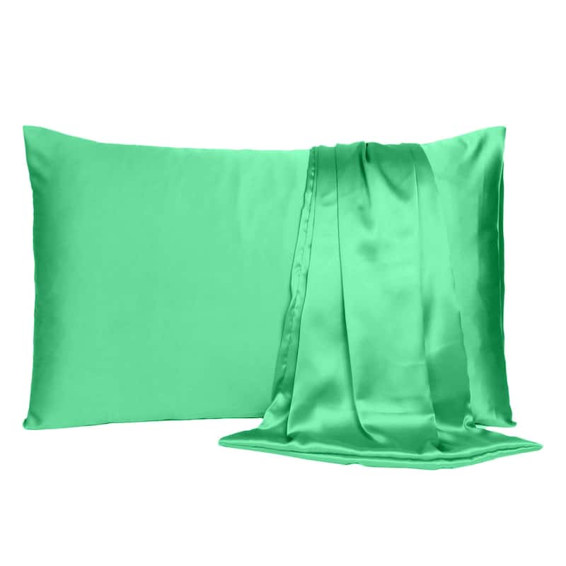 HomeRoots Green Dreamy Set Of 2 Silky Satin Standard Pillowcases