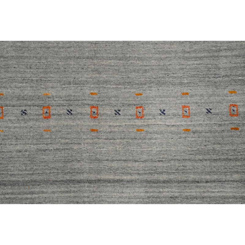 Hand Knotted Oriental 100% Wool Carpet Tribal Animal Pictorial Greys & Charcoal Gabbeh Area Rug - 7' 11'' X 5' 0''