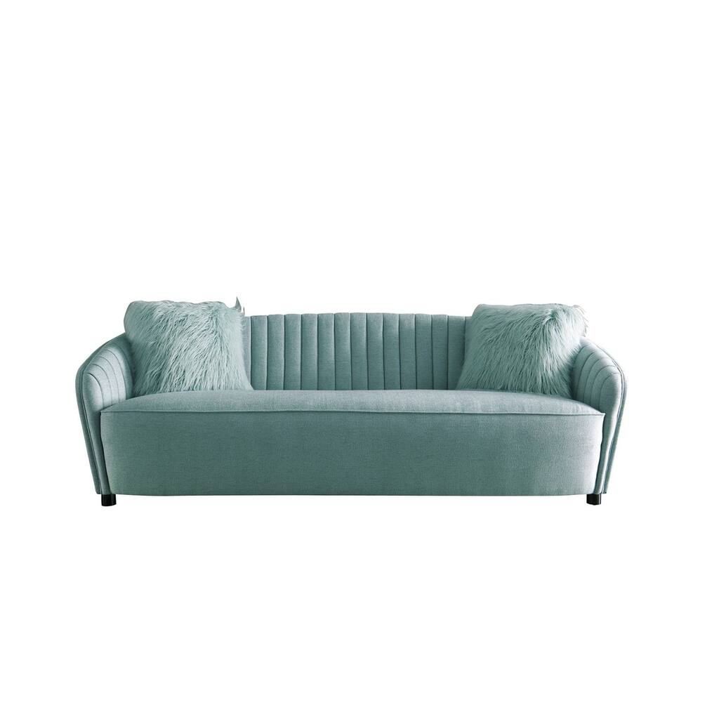 Q-Max Fabric Light Green Sofa with Metal Legs