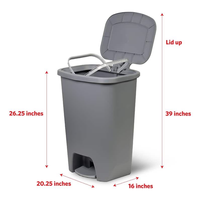 Glad Grey Step-on Plastic Trash Can - 15-20 Gallons