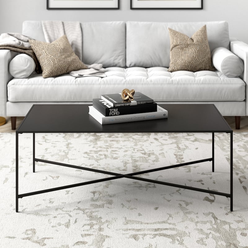 Henley 48" Wide Rectangular Coffee Table with Glass Top