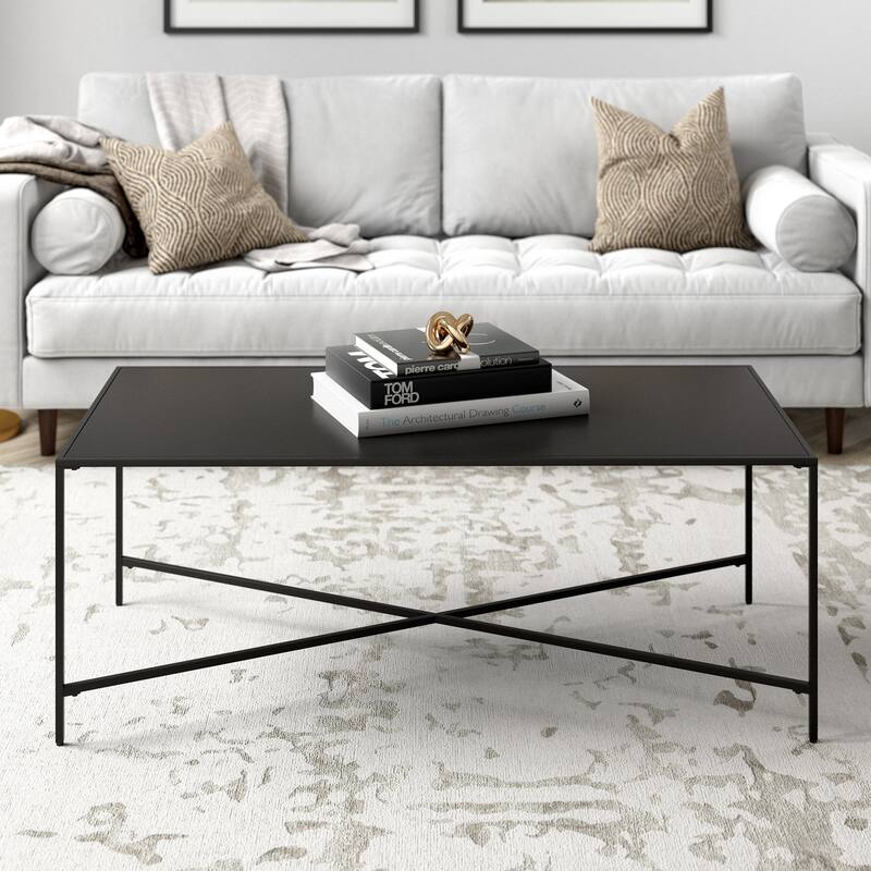 Henley 48'' Wide Rectangular Coffee Table with Glass Top
