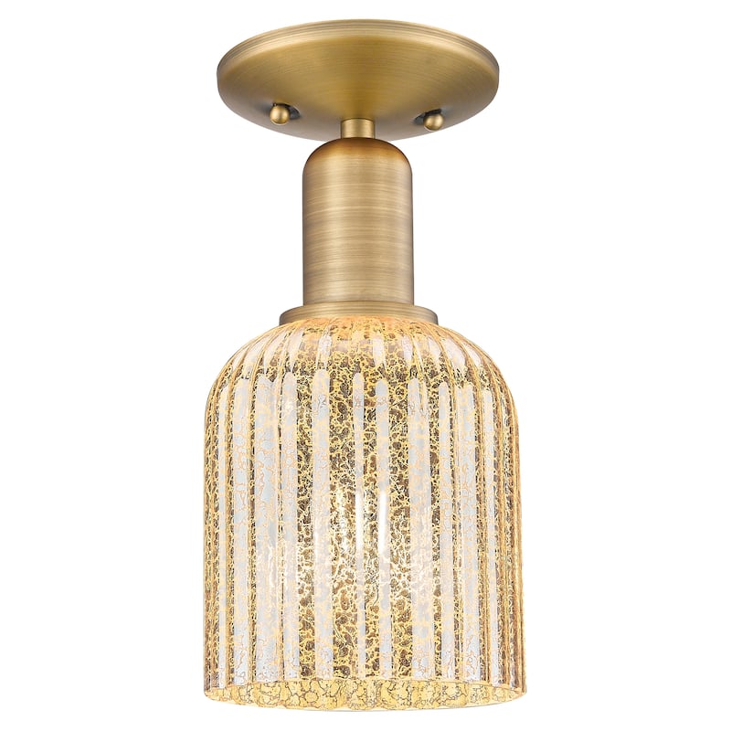 Innovations Lighting Downtown Urban - Bridal Veil - 1 Light 5" Semi-Flush Mount Light - Brushed Brass/Mercury Shade