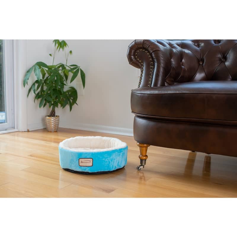 15" Soft Plush Round Dount Cat Beds, Dog Cuddler - 15"(L) x 15"(W) x 5"(H)