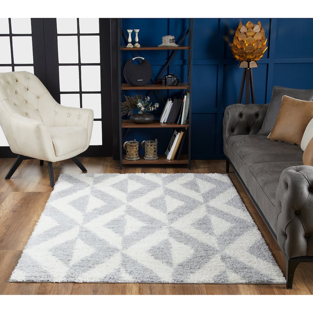 Pax Plush Mid-Century Chevron Shag Area Rug