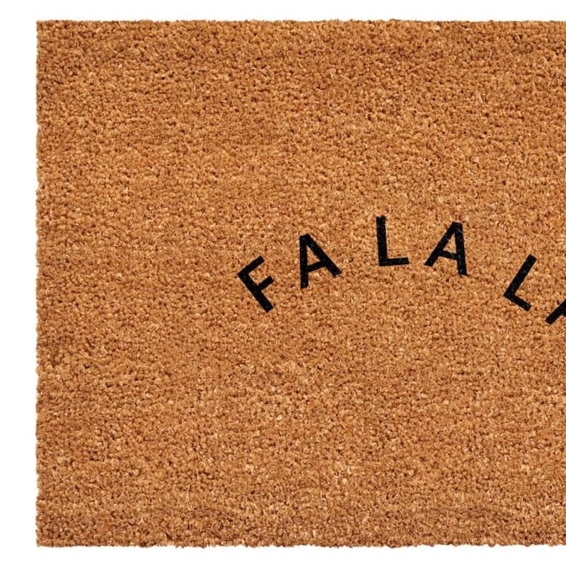 HomeRoots 24" X 36" Brown Christmas Fa La La Outdoor Coir Door Mat - 24.00' X '36.00