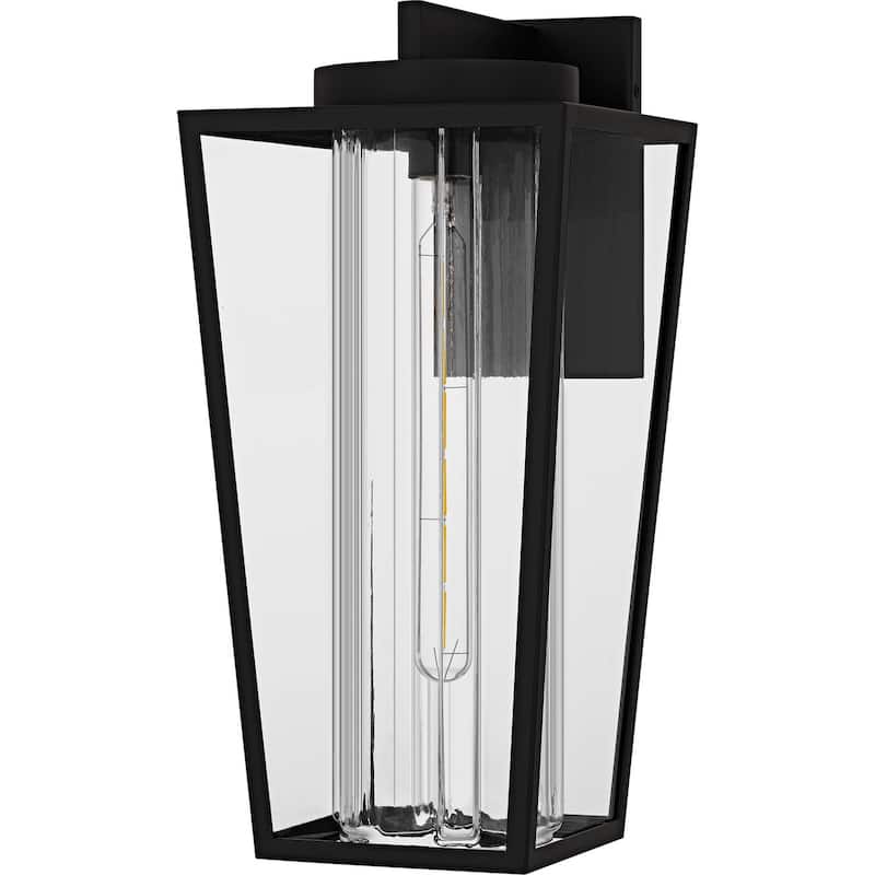 Matte Black Outdoor Wall Lantern from the Jett Collection - Black
