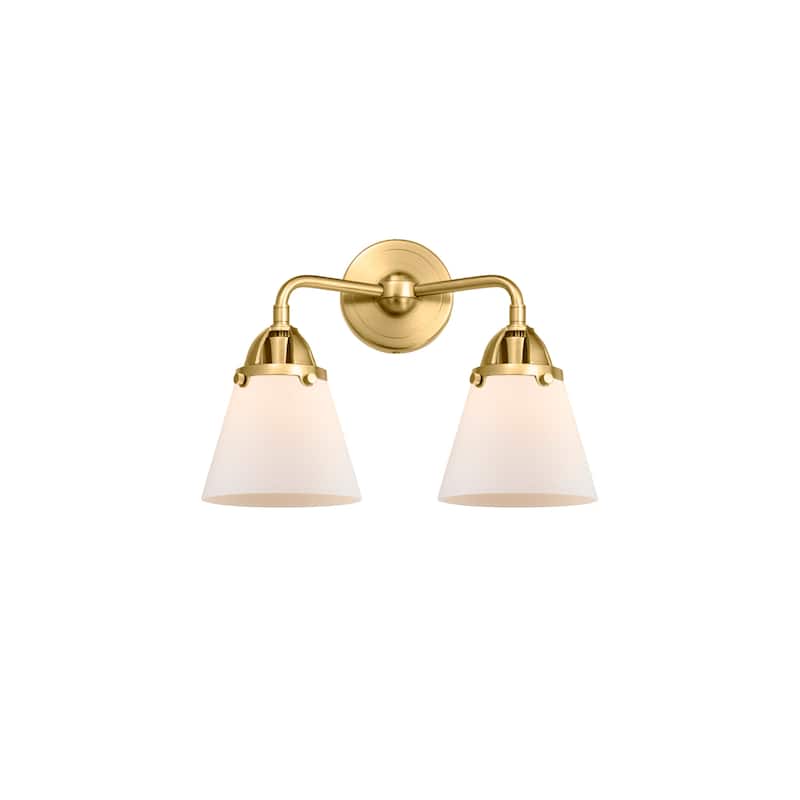 Innovations Lighting 288-2W-13-15 Cone Vanity Cone 2 Light 15" Wide - Satin Gold / Matte White