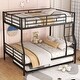 preview thumbnail 1 of 34, Full XL Over Queen Metal Bunk Bed with Trundle, Modern Design, Safety Guardrails, and Split-to-2 Option Black