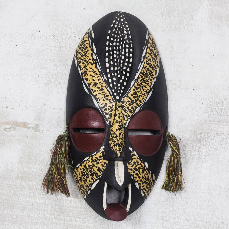 Novica Handmade Nyame Bekyere African Wood Mask