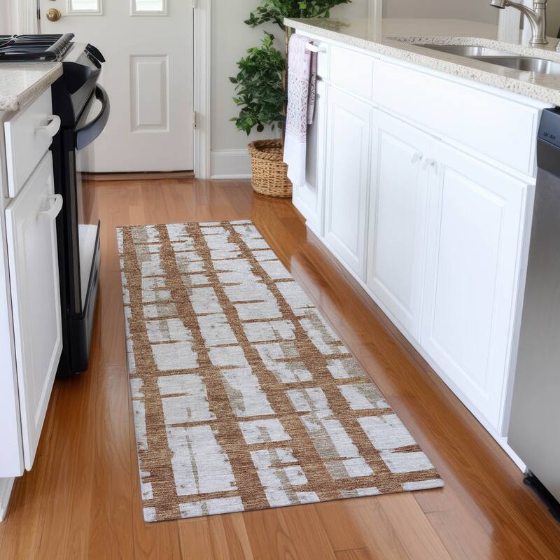 Premium Washable Super Soft Modern Contemporary Mayfield Rug - Paprika - 2'3" x 7'6"