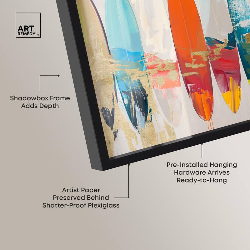 Surfboard Horizons II Shadowbox by Art Remedy