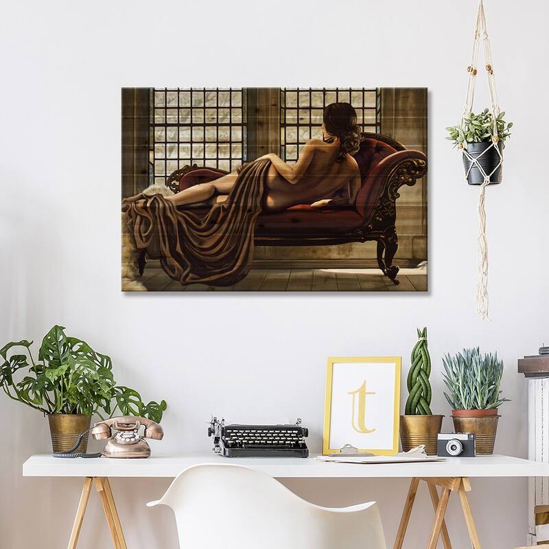 Golden Woman Print On Wood by Thomas Page - Multi-Color