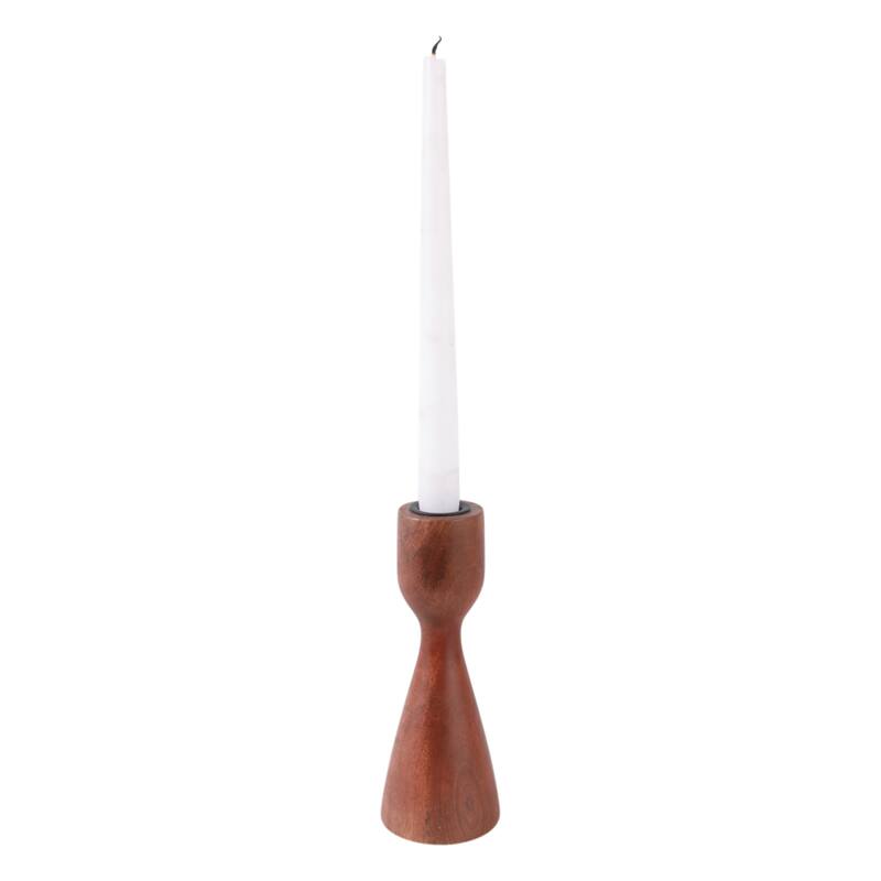 Mango Wood Taper Candle Holder Minimalist Silhouette Modern Design