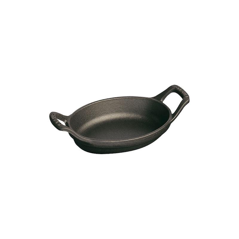 STAUB Cast Iron 5.5-inch x 3.8-inch Mini Oval Gratin Baking Dish - 5.5" x 3.8" - Matte Black