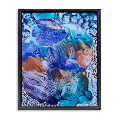 Stupell Underwater Fish Sea Life Framed Floater Canvas Wall Art Design By Amy Tieman