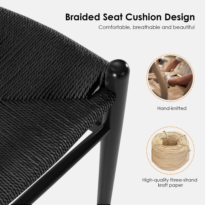 Weave Counter Height Bar Stools, Fully Assembled Rattan Bar Chairs for Kitchen Island,1pc