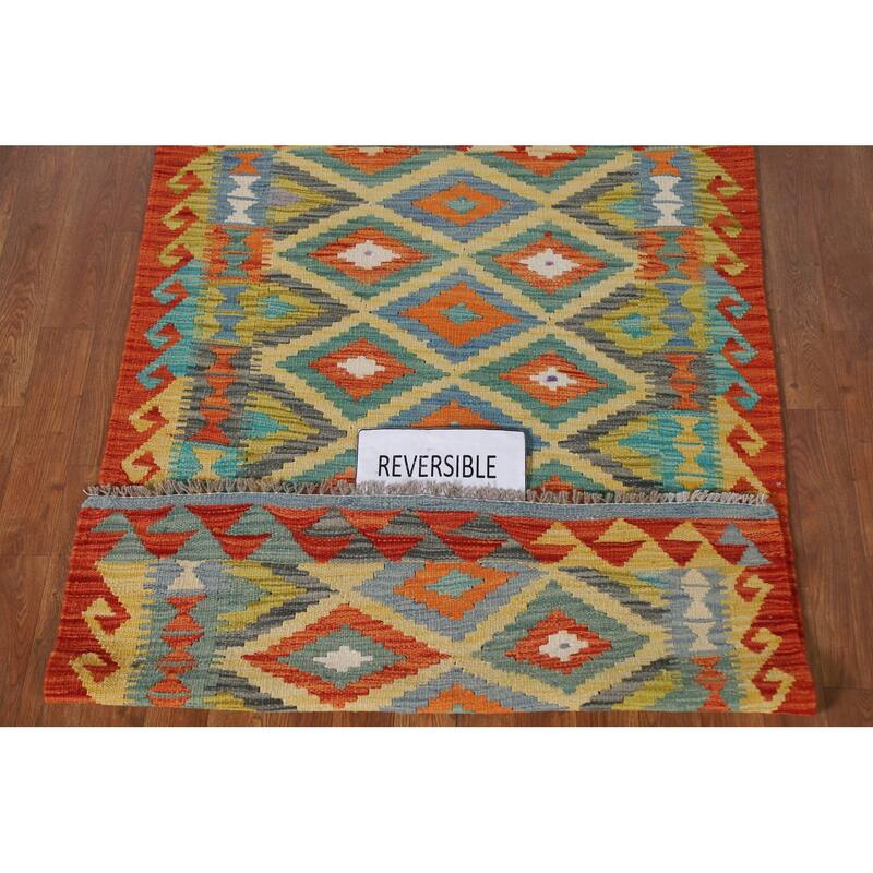 Southwestern Kilim Rug Flatweave Foyer Wool Carpet - 3'4"x 4'10"