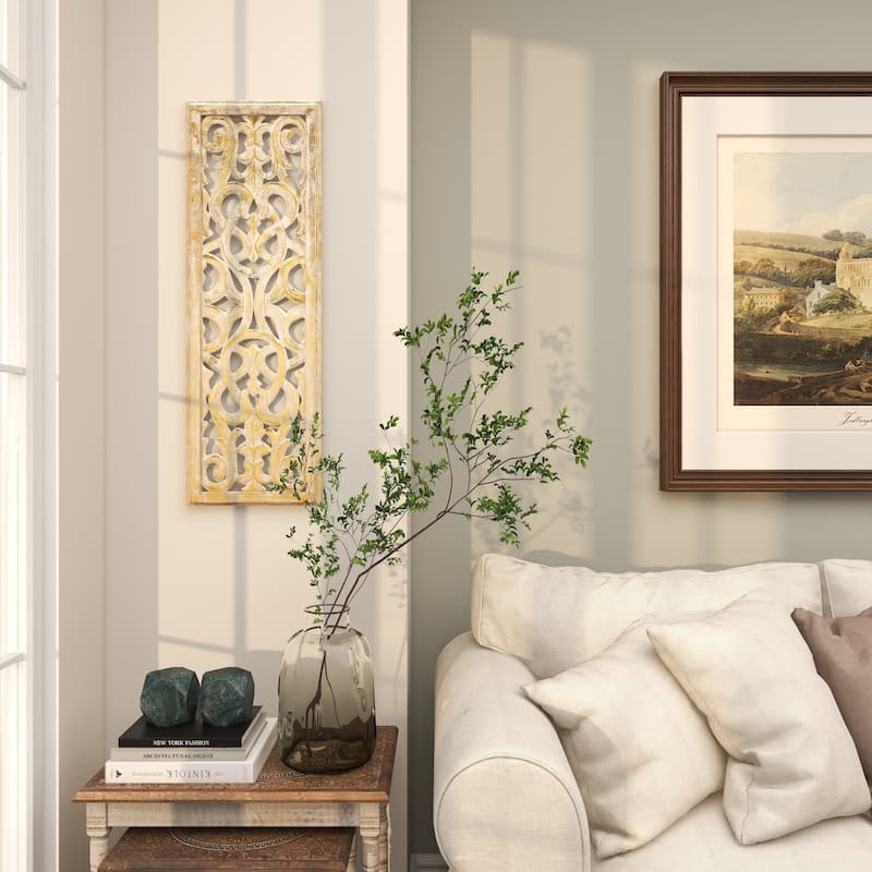 MDF Traditional Wall Decor Floral and botanical 36 x 12 x 1w