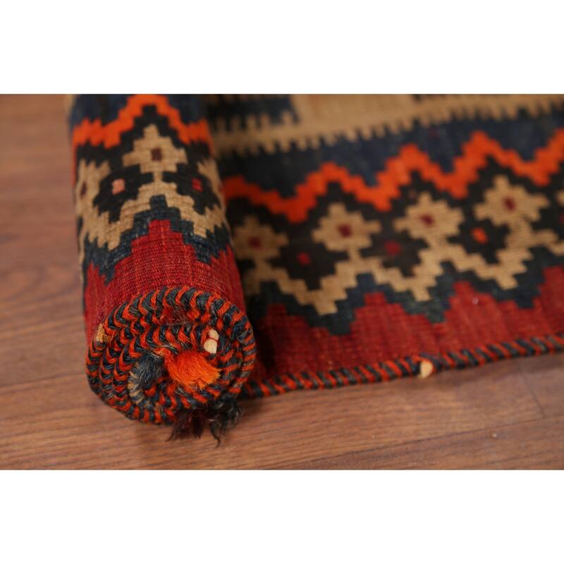 Kilim Qashqai Nomadic Persian Antique Rug Hand-Woven Wool Carpet - 5'0"x 6'7"