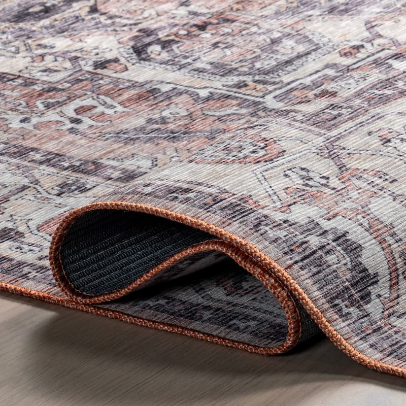 Nuloom Joslyn SpinClean Traditional Floral Machine Washable Area Rug
