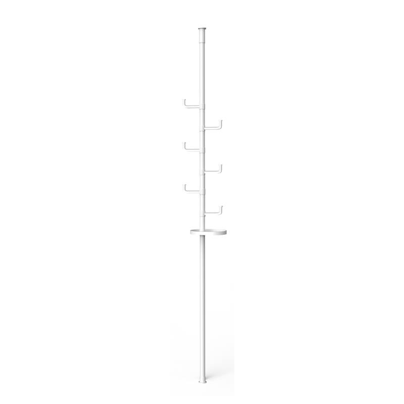 Adjustable Laundry Pole Clothes Drying Rack Coat Hanger with Trays