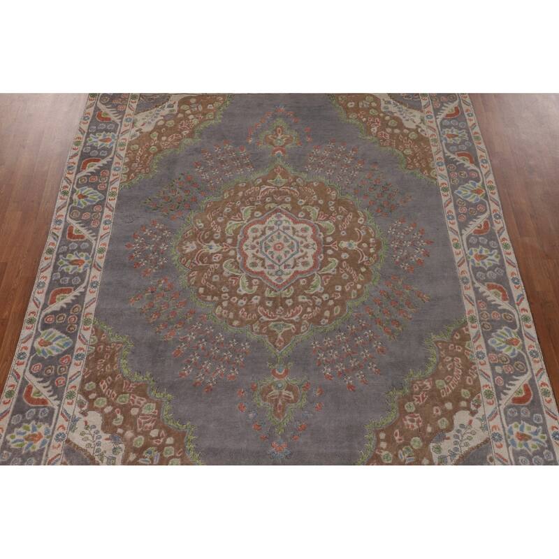 Over-Dyed Tabriz Persian Vintage Area Rug Hand-Knotted Wool Carpet - 8'1"x 10'8"