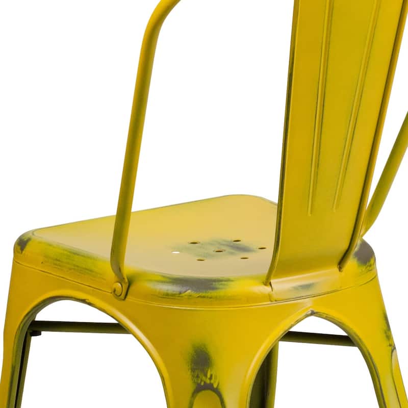 Distressed Metal Indoor-Outdoor Stackable Chair - Kitchen Furniture