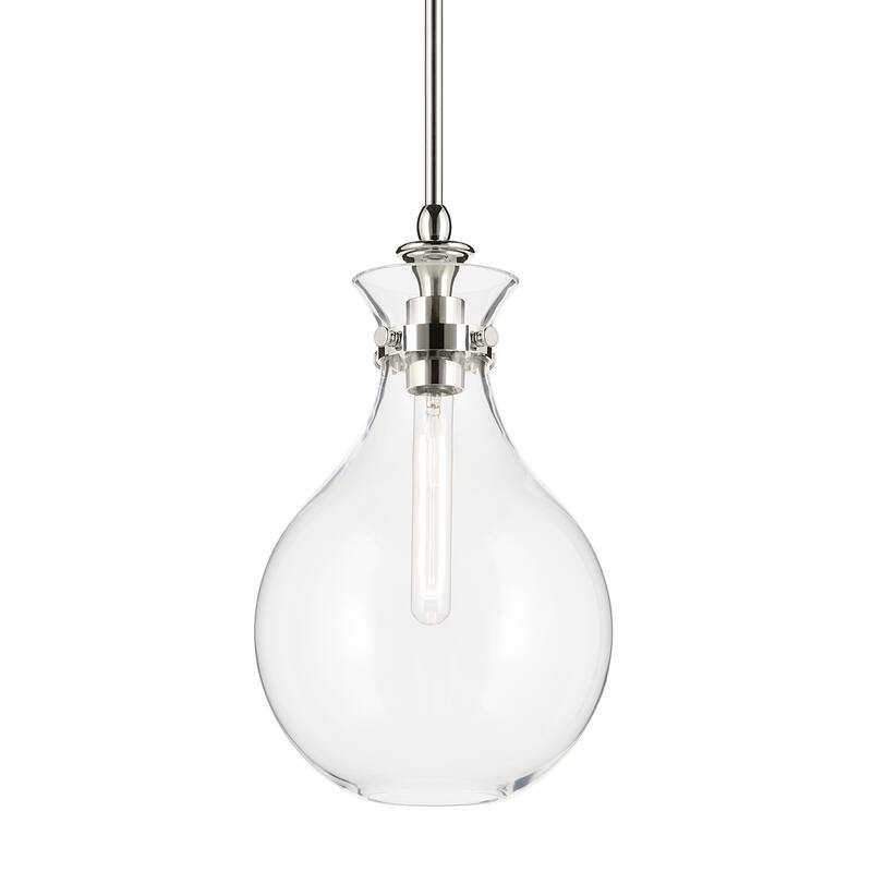 Kichler Lighting Laria 9.75 Inch 1 Light Pendant with Clear Glass in Polished Nickel