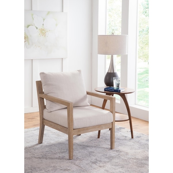 slide 2 of 7, Madsen Natural Wood Frame Upholstered Accent Chair Beige