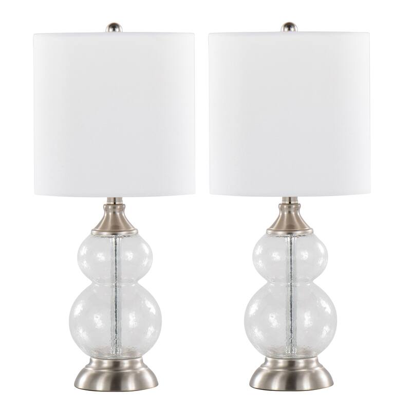Belle 20.75" Wrinkle Glass Accent Lamp with Linen Shade (Set of 2)