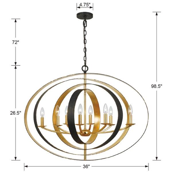 Luna 8 Light Bronze & Gold Oval Chandelier - 36'' W x 26.5'' H