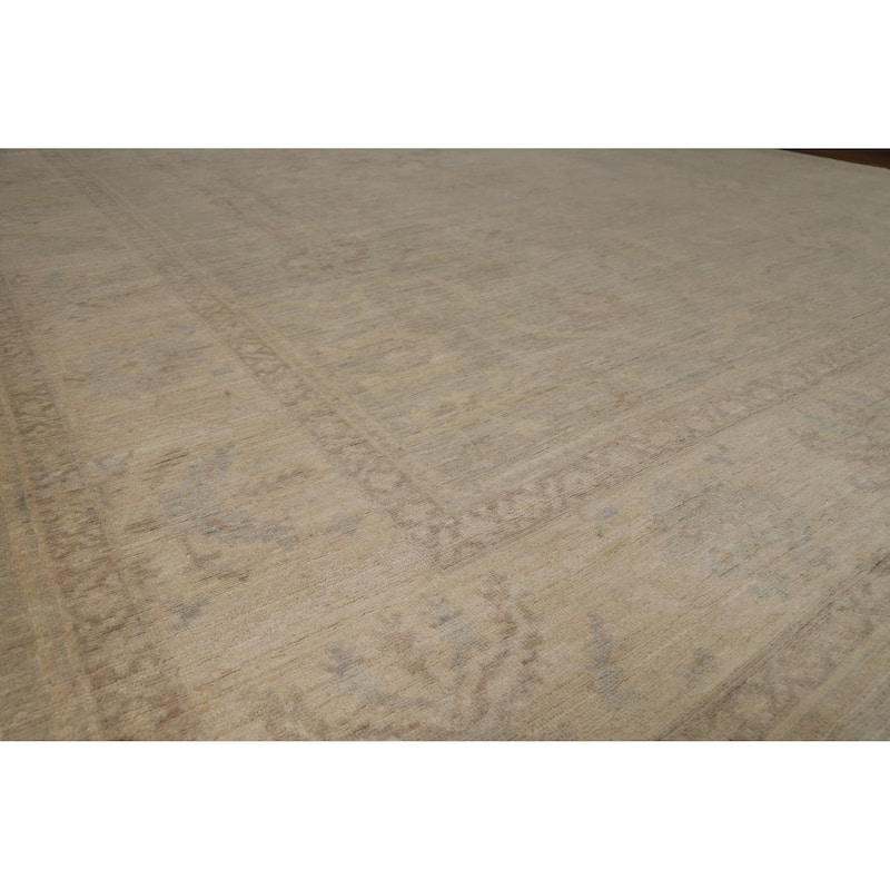 Vegetable Dye Oushak Turkish Large Rug Handmade Beige Wool Carpet - 10'0"x 13'9" - 10'0"x 13'9" - Ivory/Beige