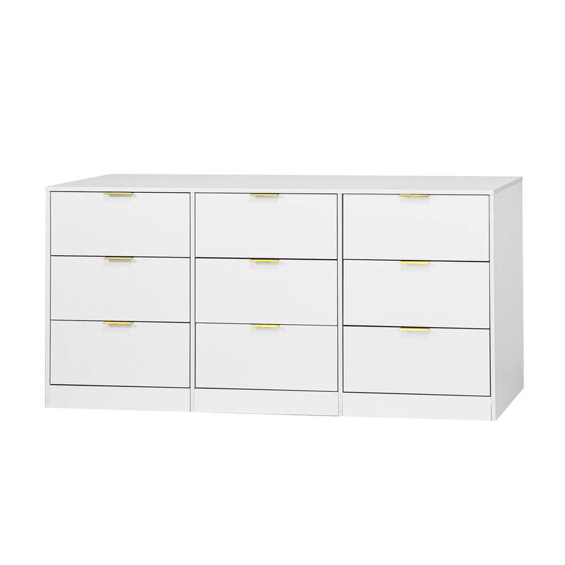 9 Drawer Dresser, 63"Large Deep Chest of Drawers, Wooden Dresser Storage Cabinet with 9 Drawers for Bedroom, Long Dressers