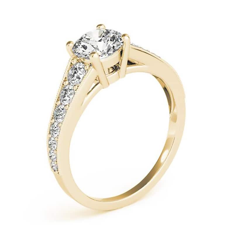 Auriya 1/2ct Round Moissanite and 3/8ctw Diamond Engagement Ring 14k Gold